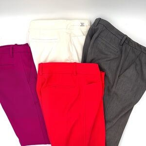 4 Pair Capris Dress Pants Gray, Pink, Red & White Bundle Office Workwear Size 2